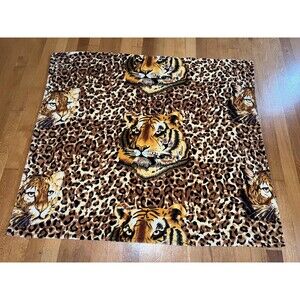 Tiger Leopard Print Plush Throw Blanket Soft Animal Brown Tan Jungle Decor